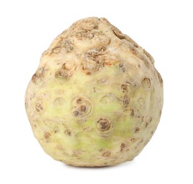 Photo of One fresh celery root isolated on white