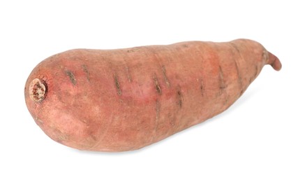 Photo of One fresh sweet potato isolated on white. Vegetable root