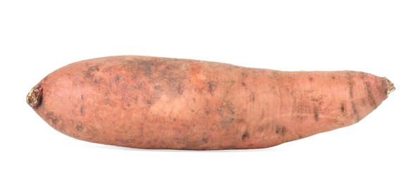 Photo of One fresh sweet potato isolated on white. Vegetable root