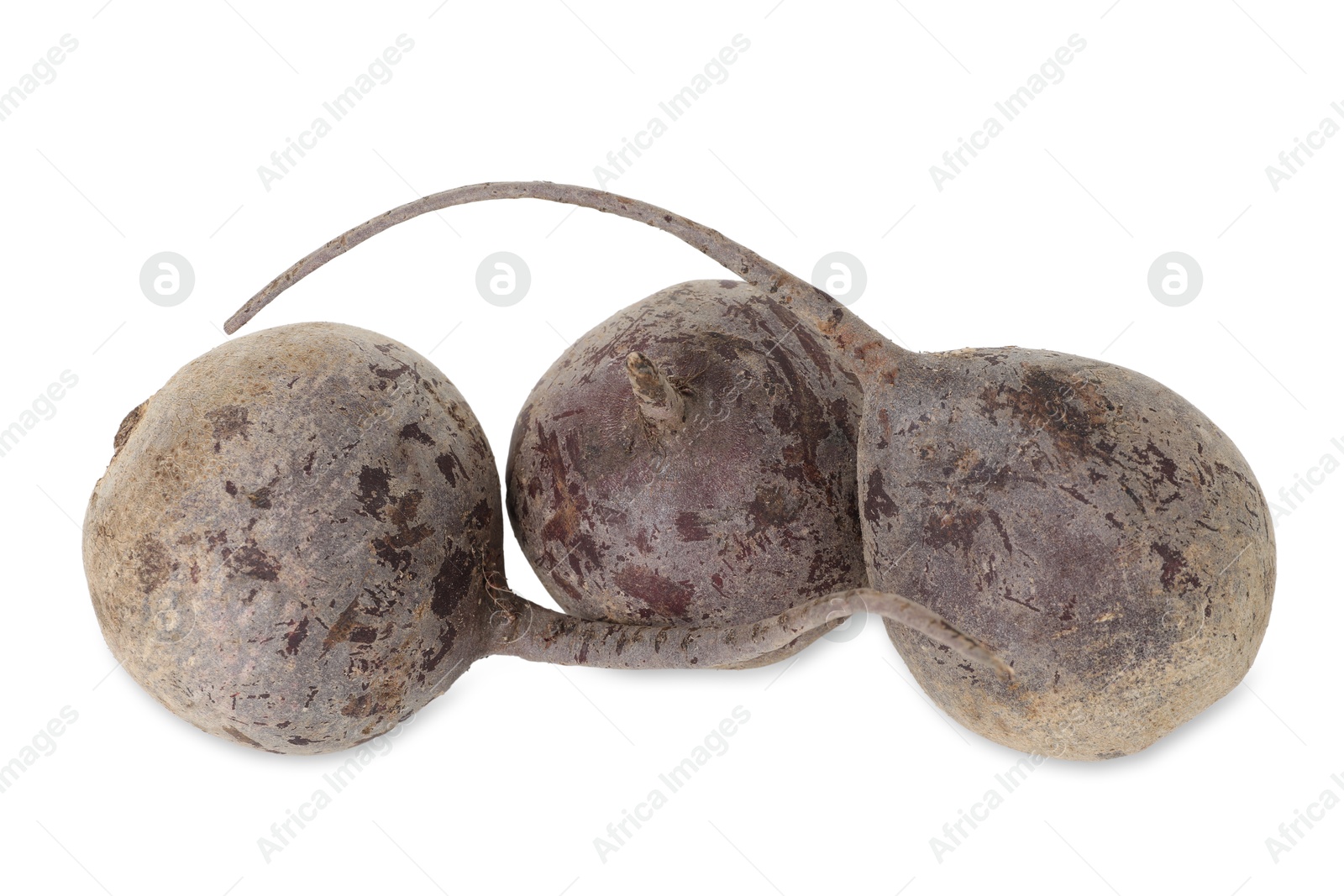 Photo of Many fresh beetroots isolated on white, above view