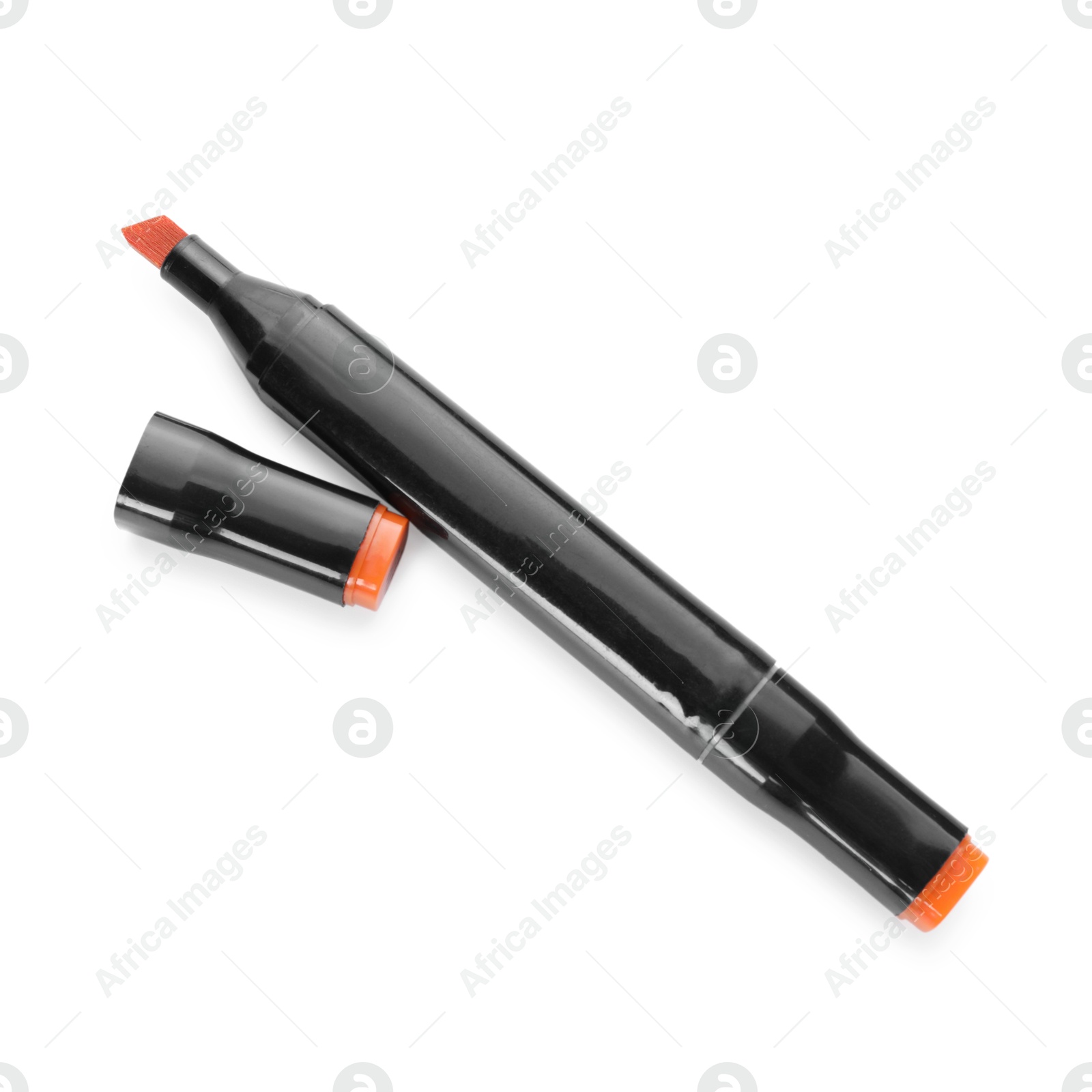 Photo of One double sided marker isolated on white, top view