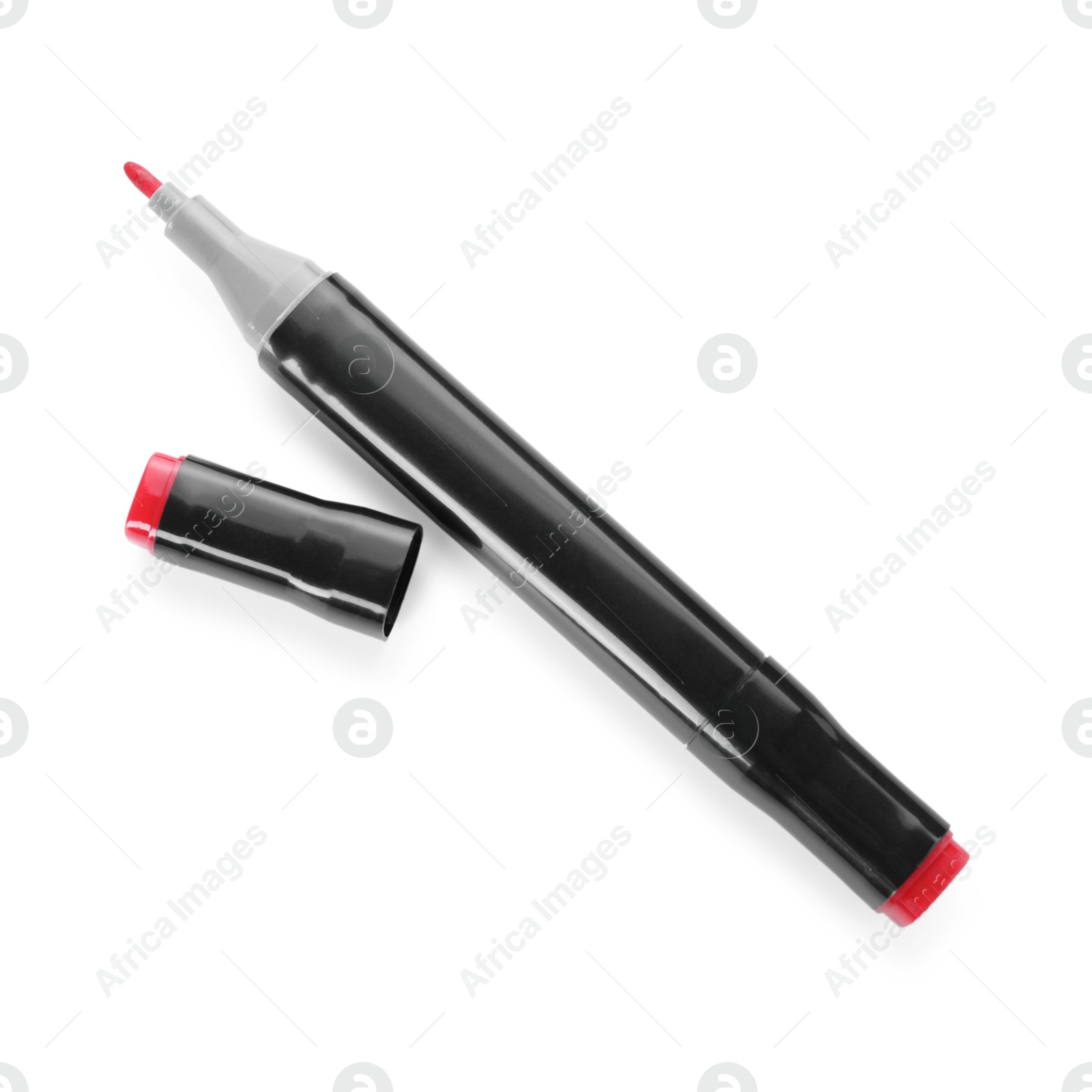 Photo of One double sided marker isolated on white, top view