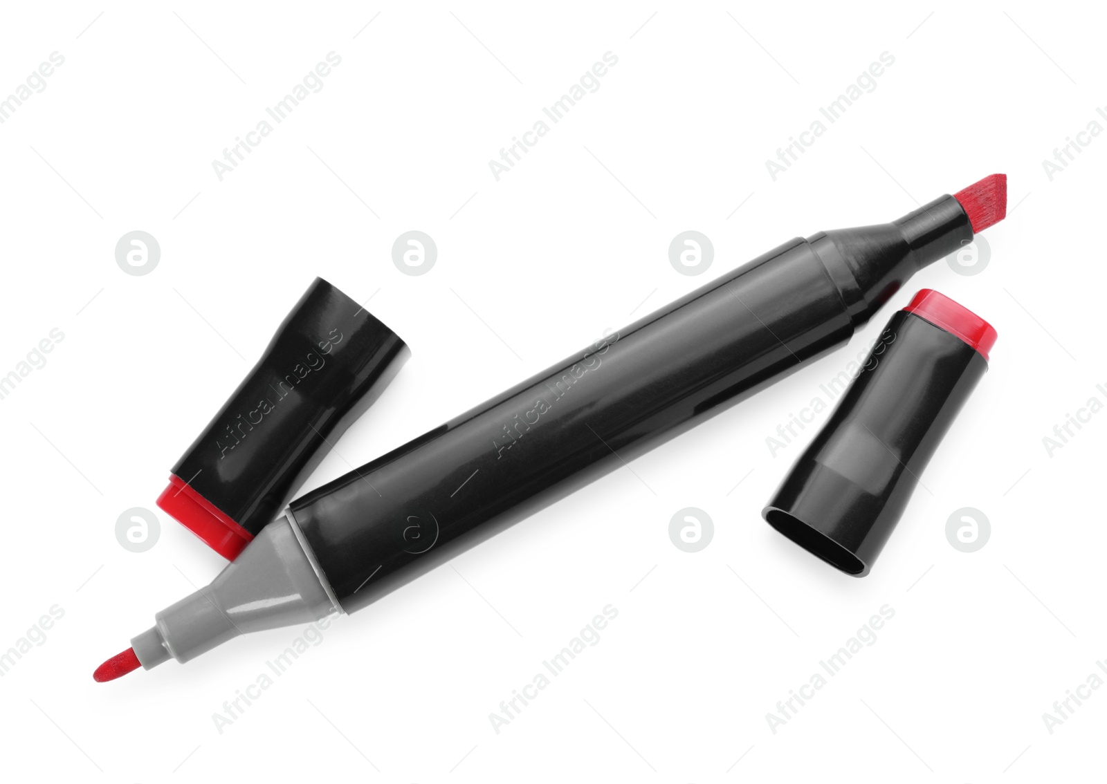 Photo of One double sided marker isolated on white, top view