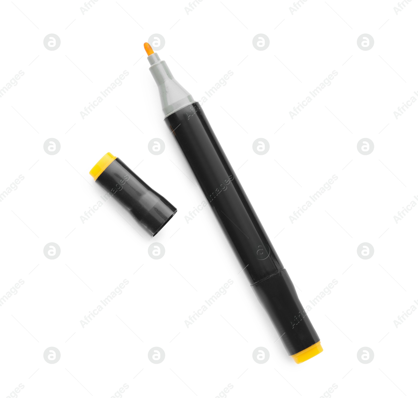 Photo of One double sided marker isolated on white, top view