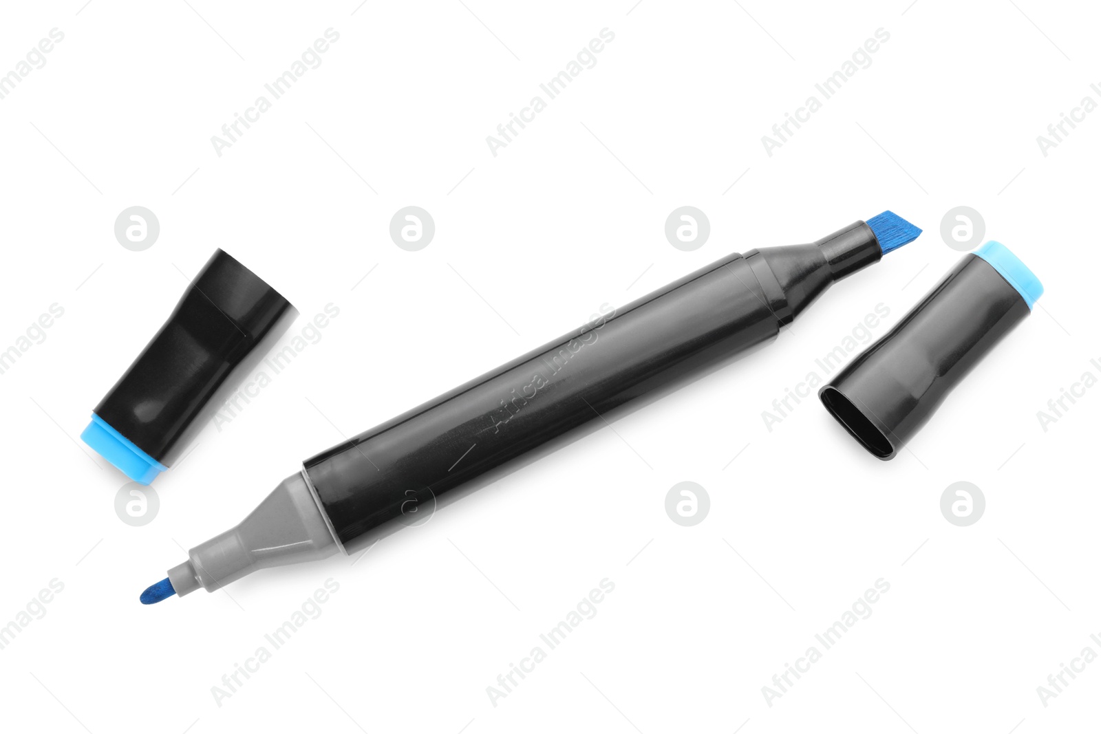 Photo of One double sided marker isolated on white, top view