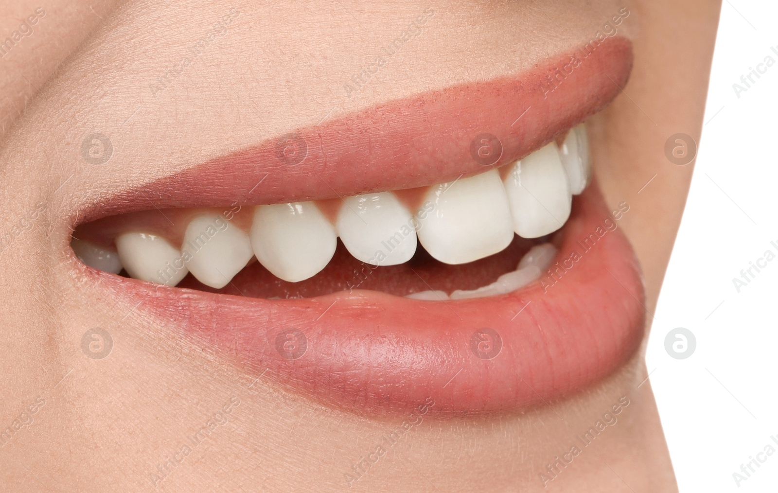 Image of Young woman with healthy teeth and beautiful smile, closeup