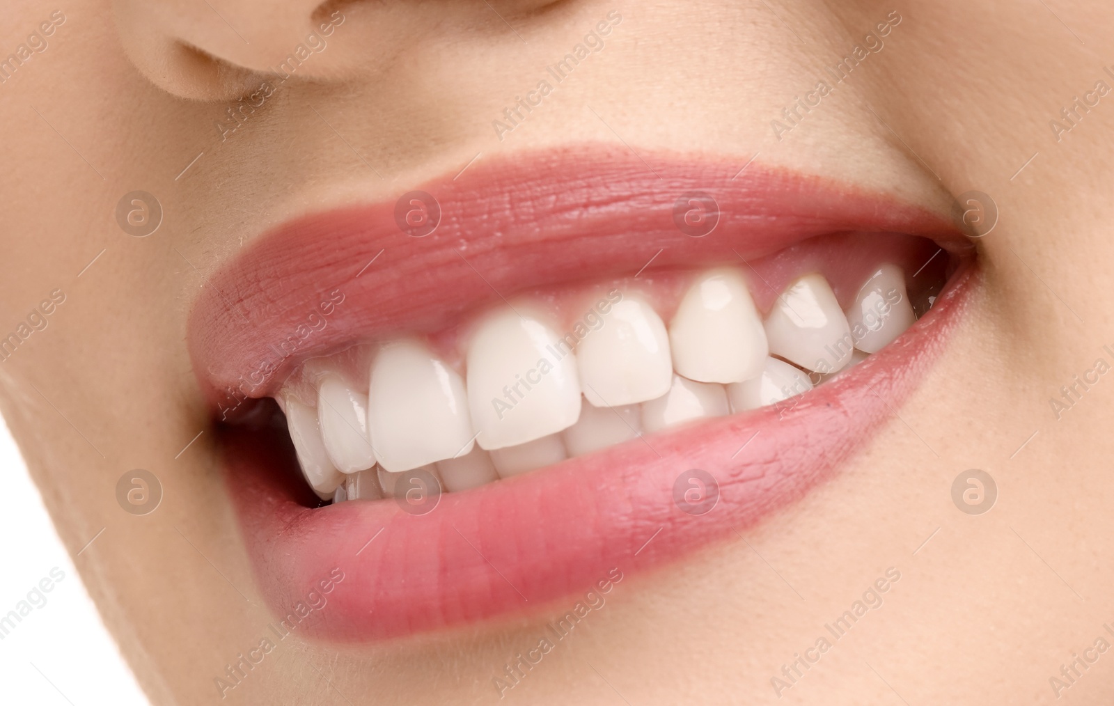 Image of Young woman with healthy teeth and beautiful smile, closeup