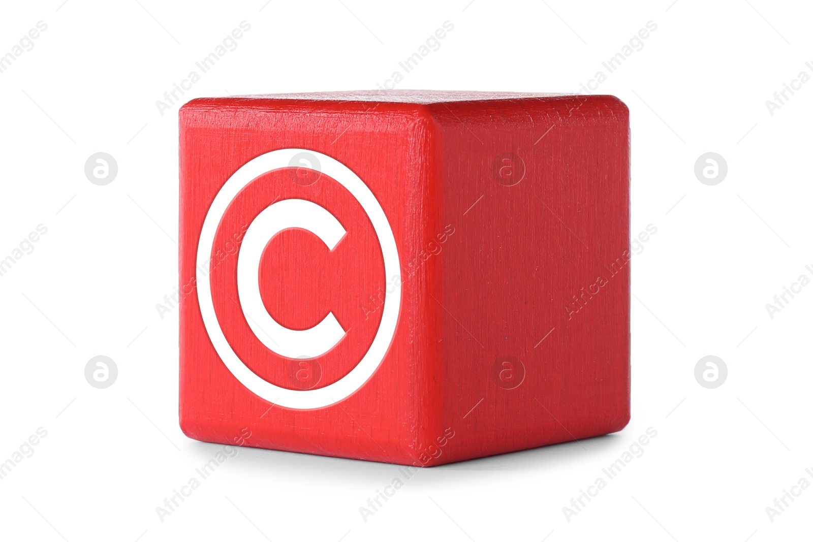 Image of License. Red cube with copyright symbol on white background