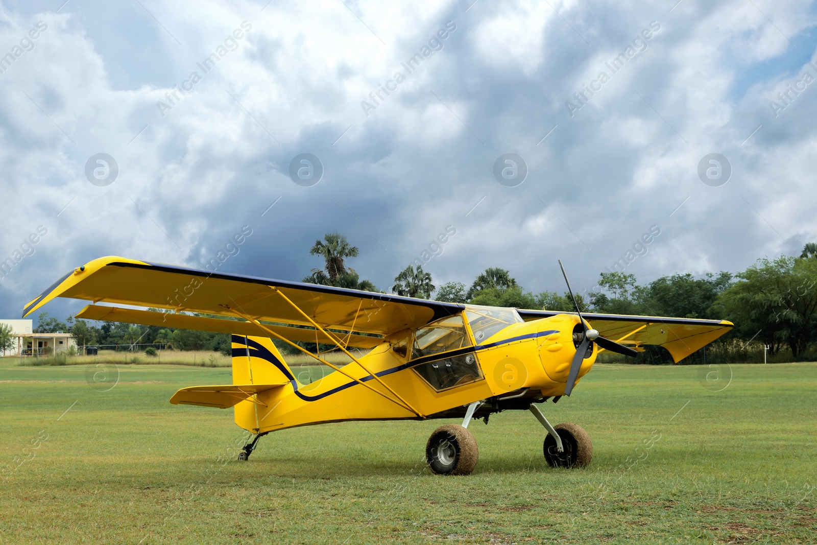 Photo of View of beautiful modern airplane on autumn day outdoors