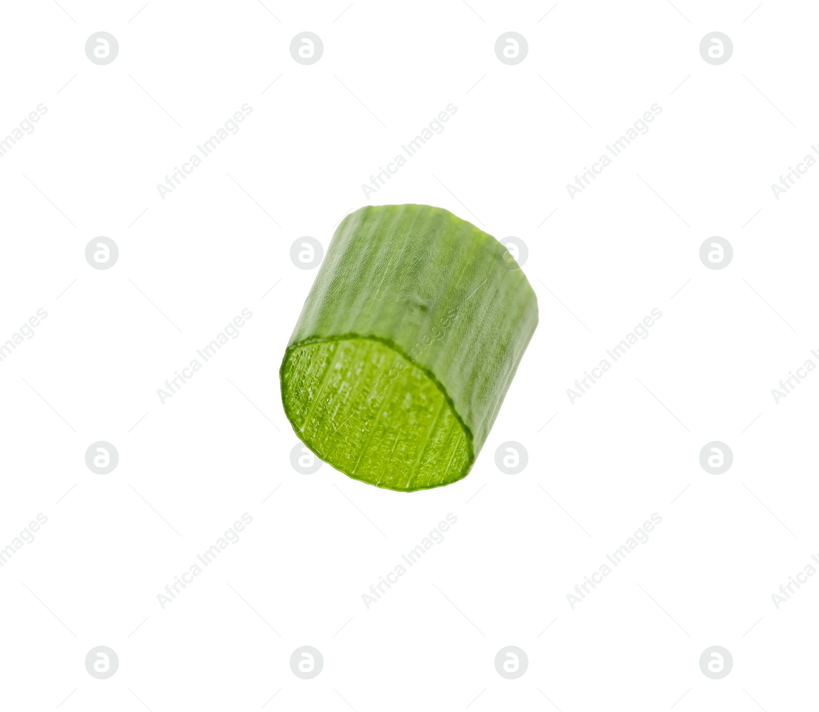 Photo of Piece of fresh chopped green onion isolated on white