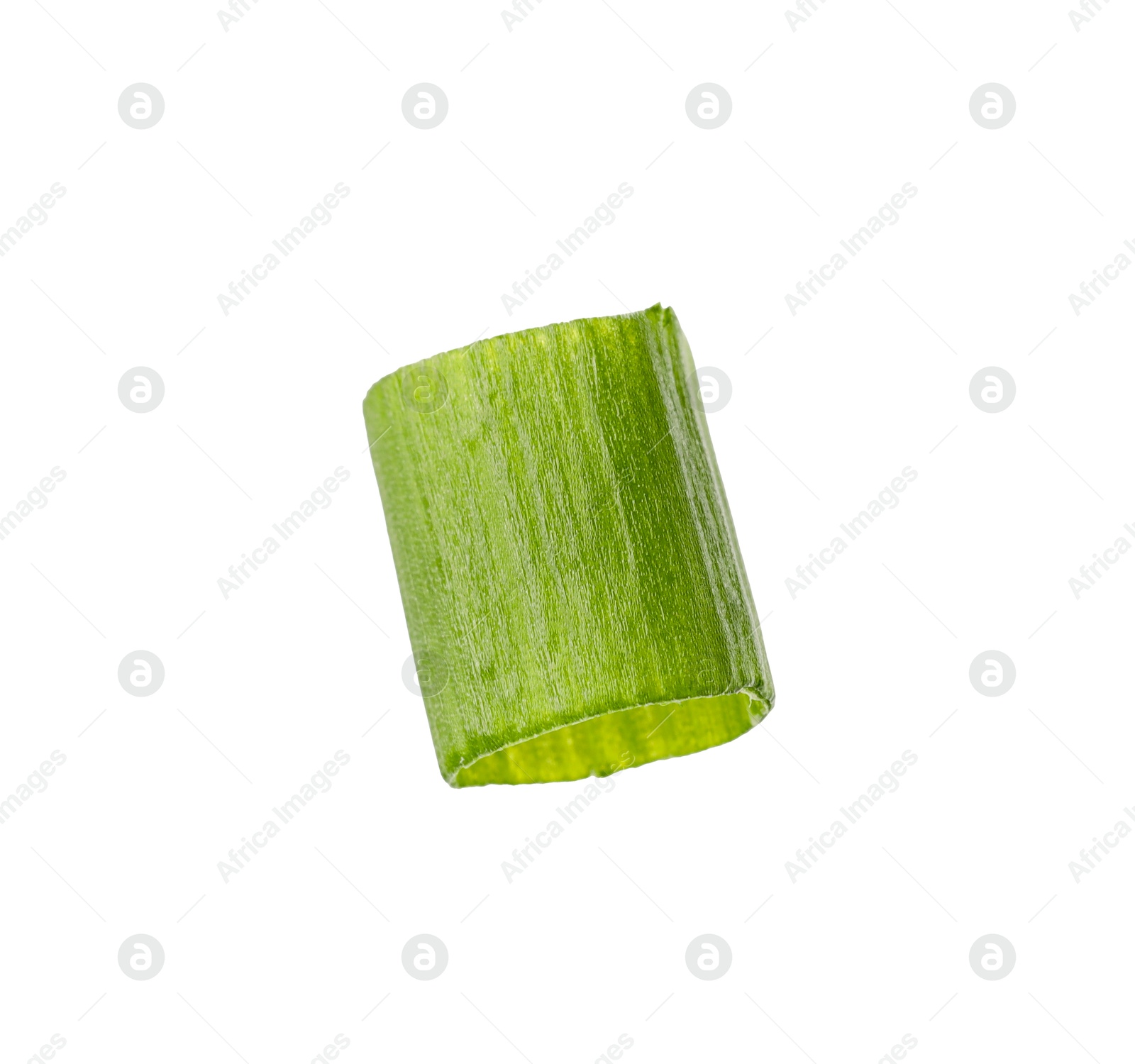 Photo of Piece of fresh chopped green onion isolated on white