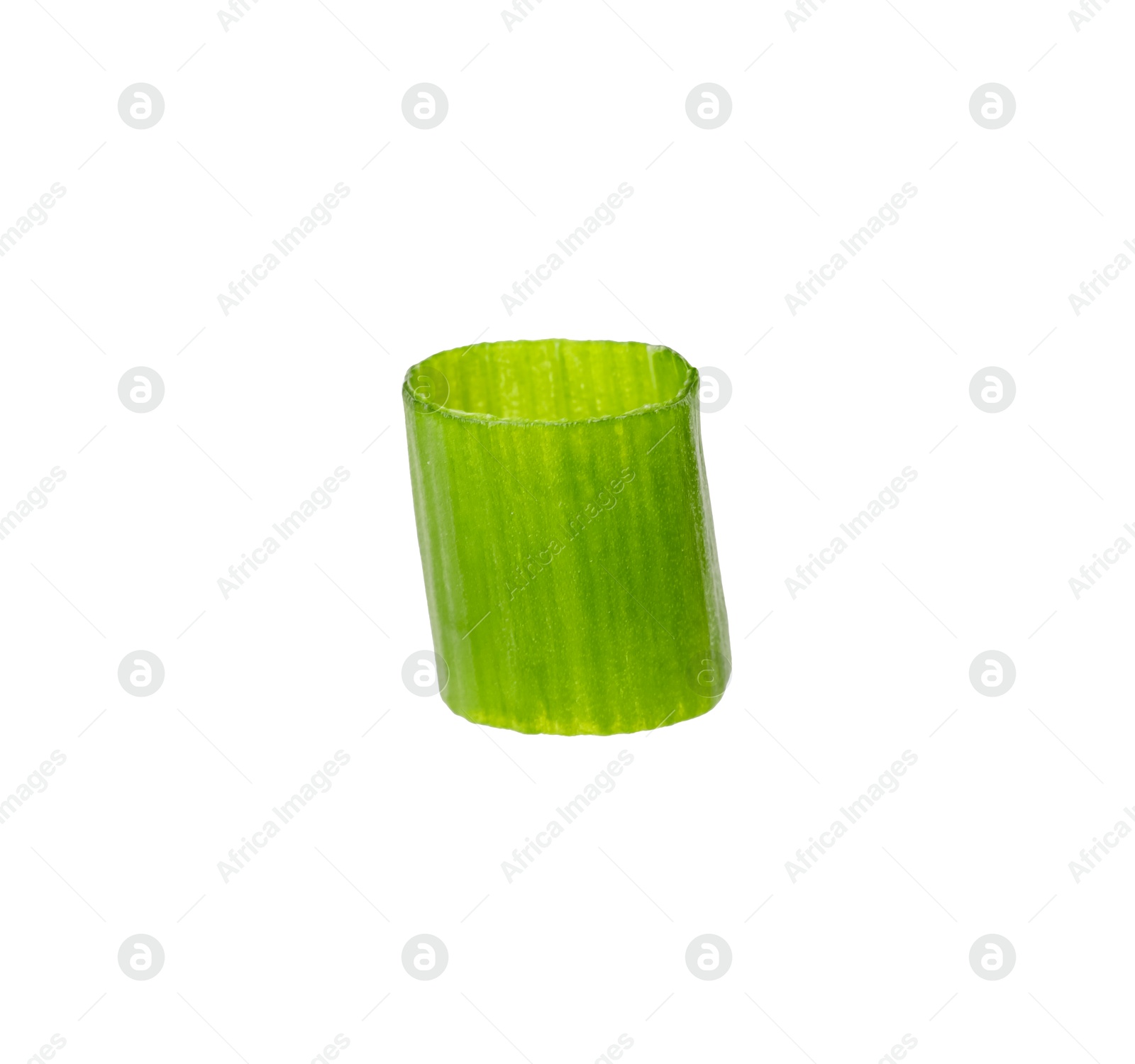 Photo of Piece of fresh chopped green onion isolated on white