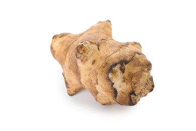 Photo of Fresh Jerusalem artichoke isolated on white. Root vegetable