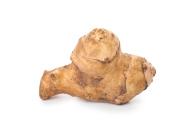 Photo of Fresh Jerusalem artichoke isolated on white. Root vegetable