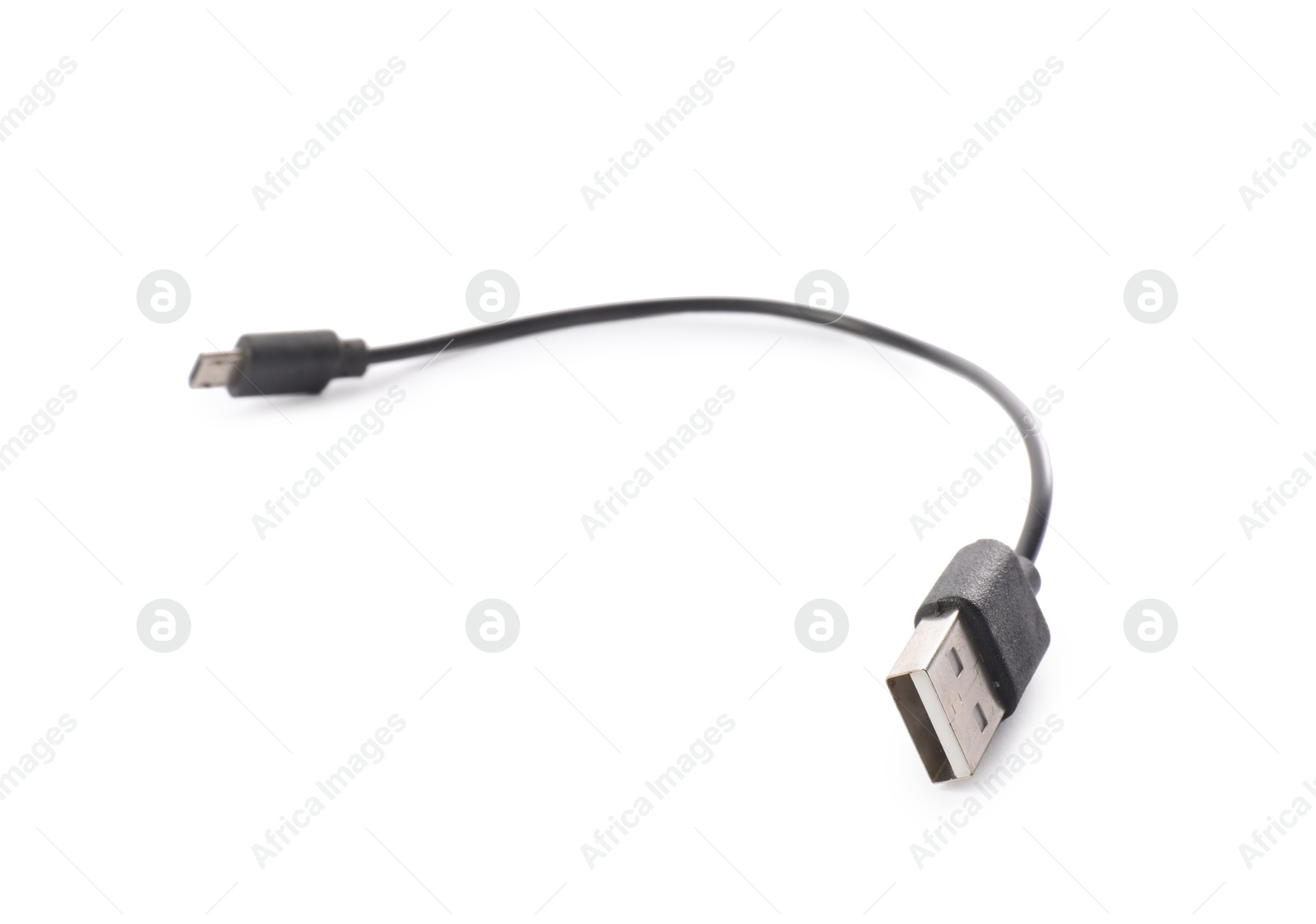 Photo of Black USB charge cable isolated on white