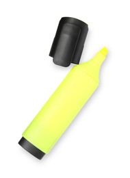 Photo of Highlighter and cap isolated on white, top view