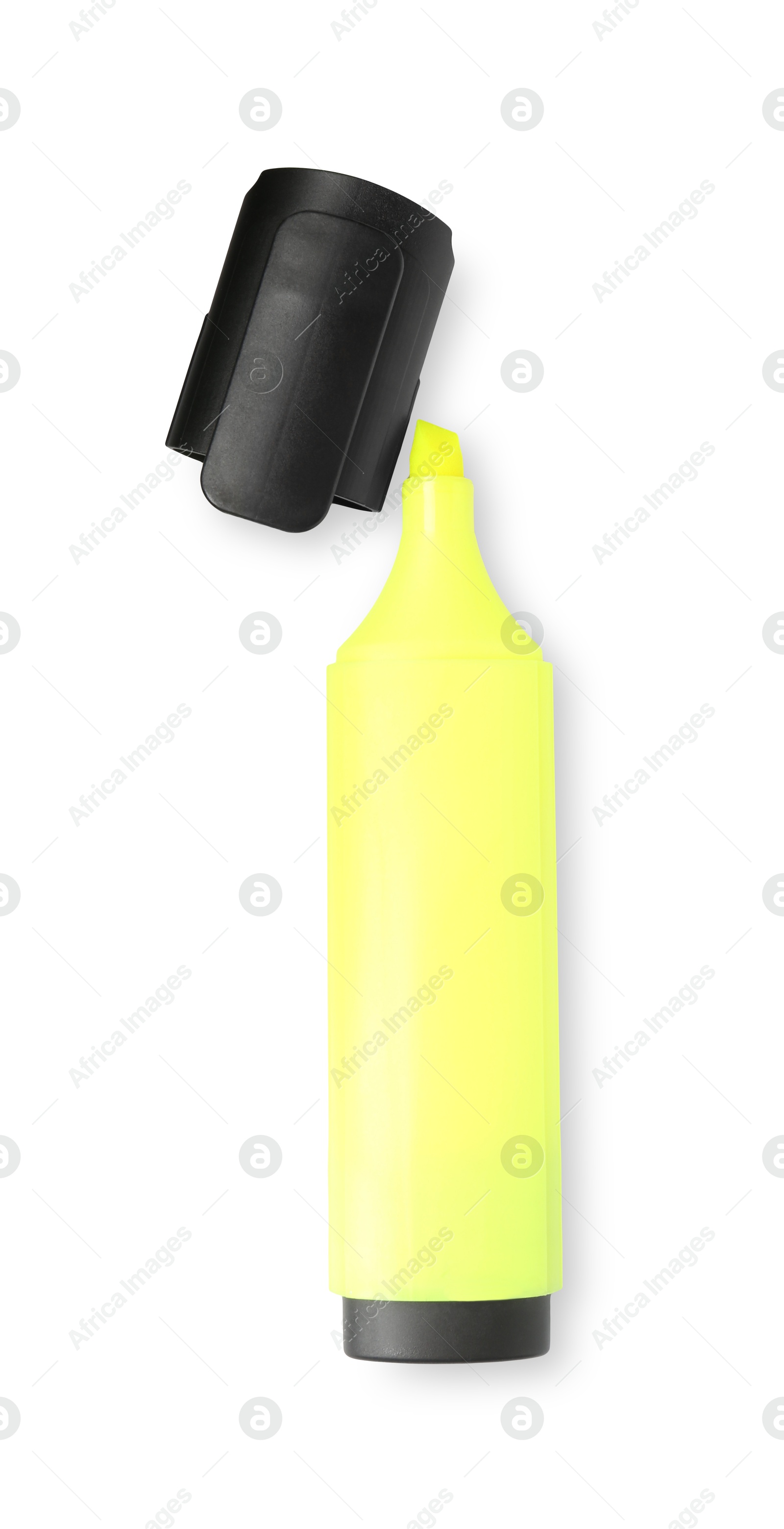 Photo of Highlighter and cap isolated on white, top view