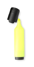 Photo of Highlighter and cap isolated on white, top view