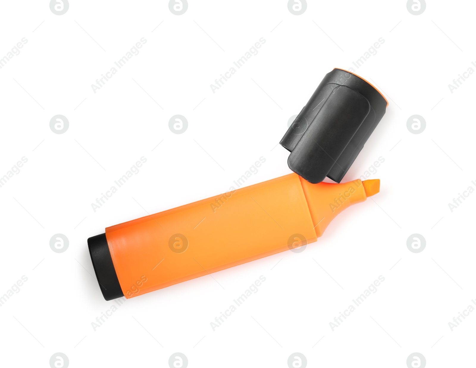 Photo of Highlighter and cap isolated on white, top view