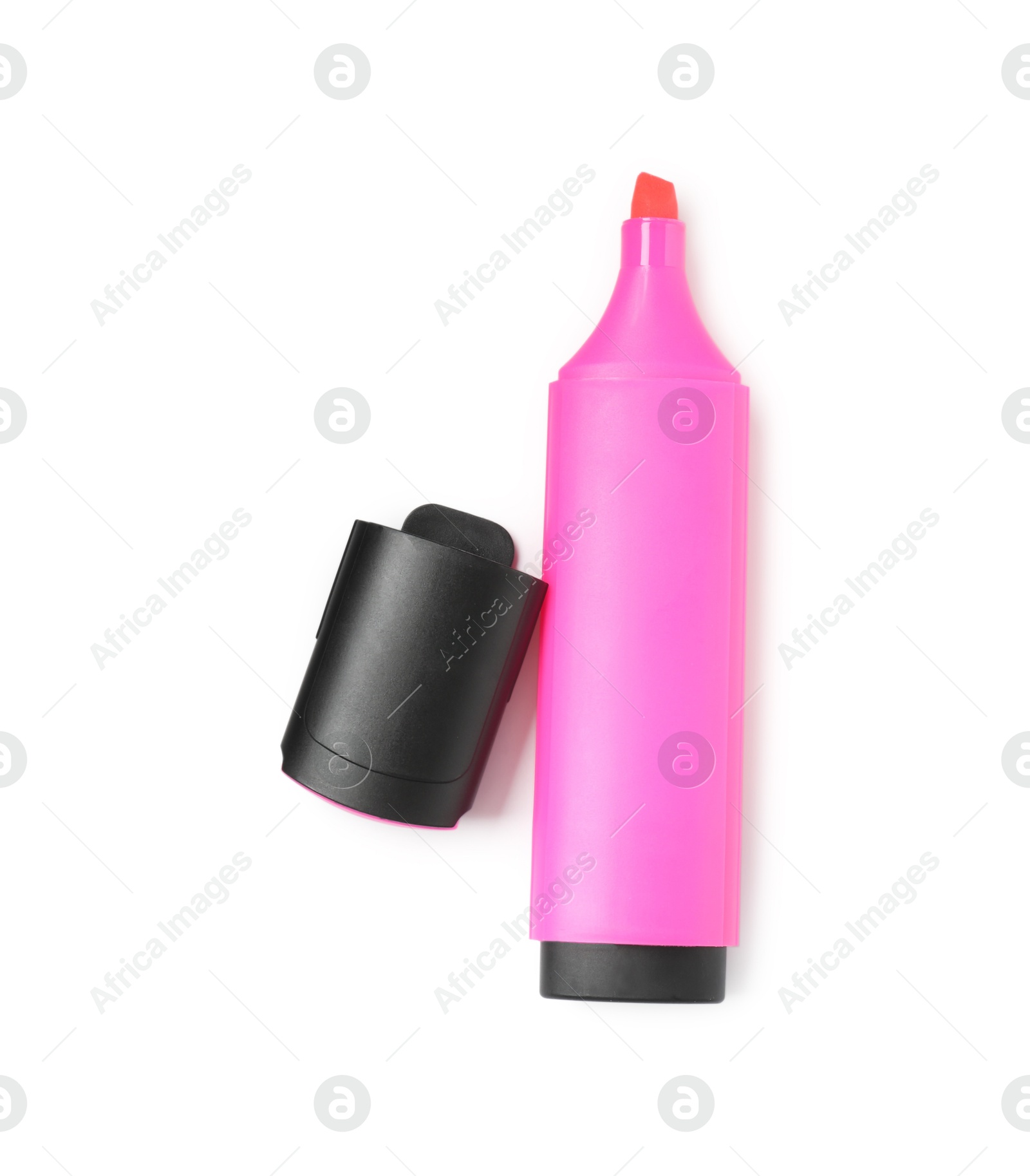 Photo of Highlighter and cap isolated on white, top view