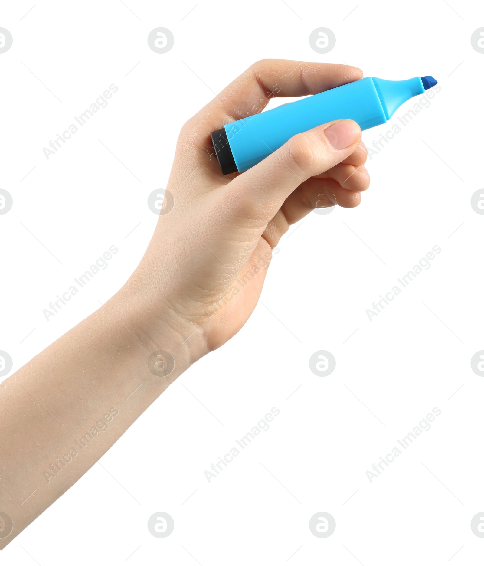 Photo of Woman with highlighter on white background, closeup