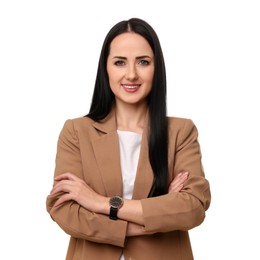 Photo of Portrait of English teacher on white background