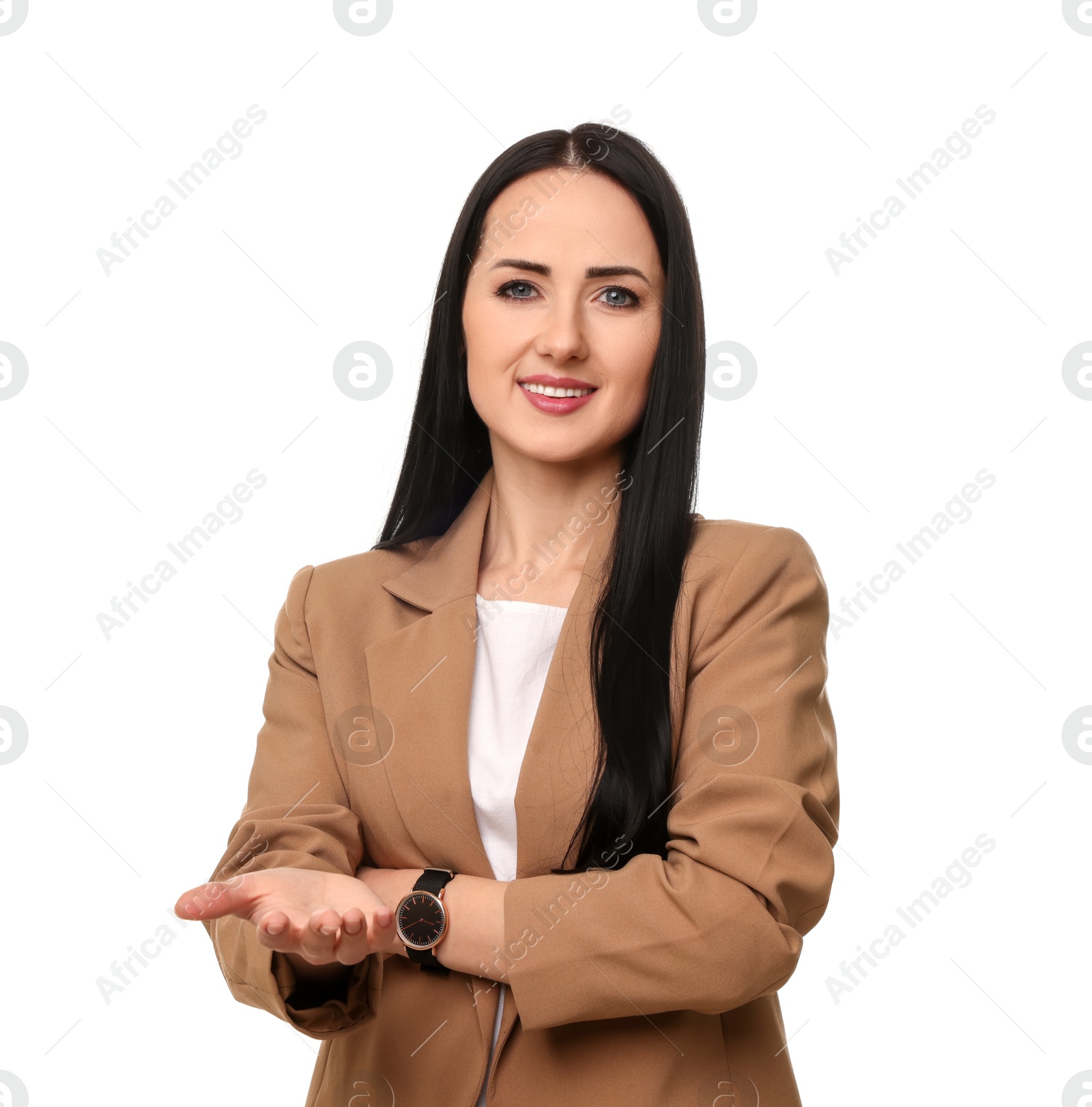 Photo of Portrait of English teacher on white background