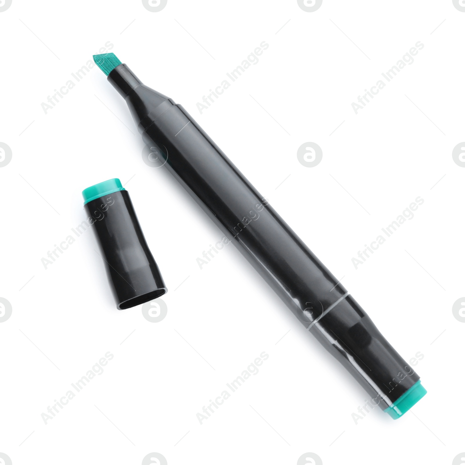 Photo of One double sided marker isolated on white, top view