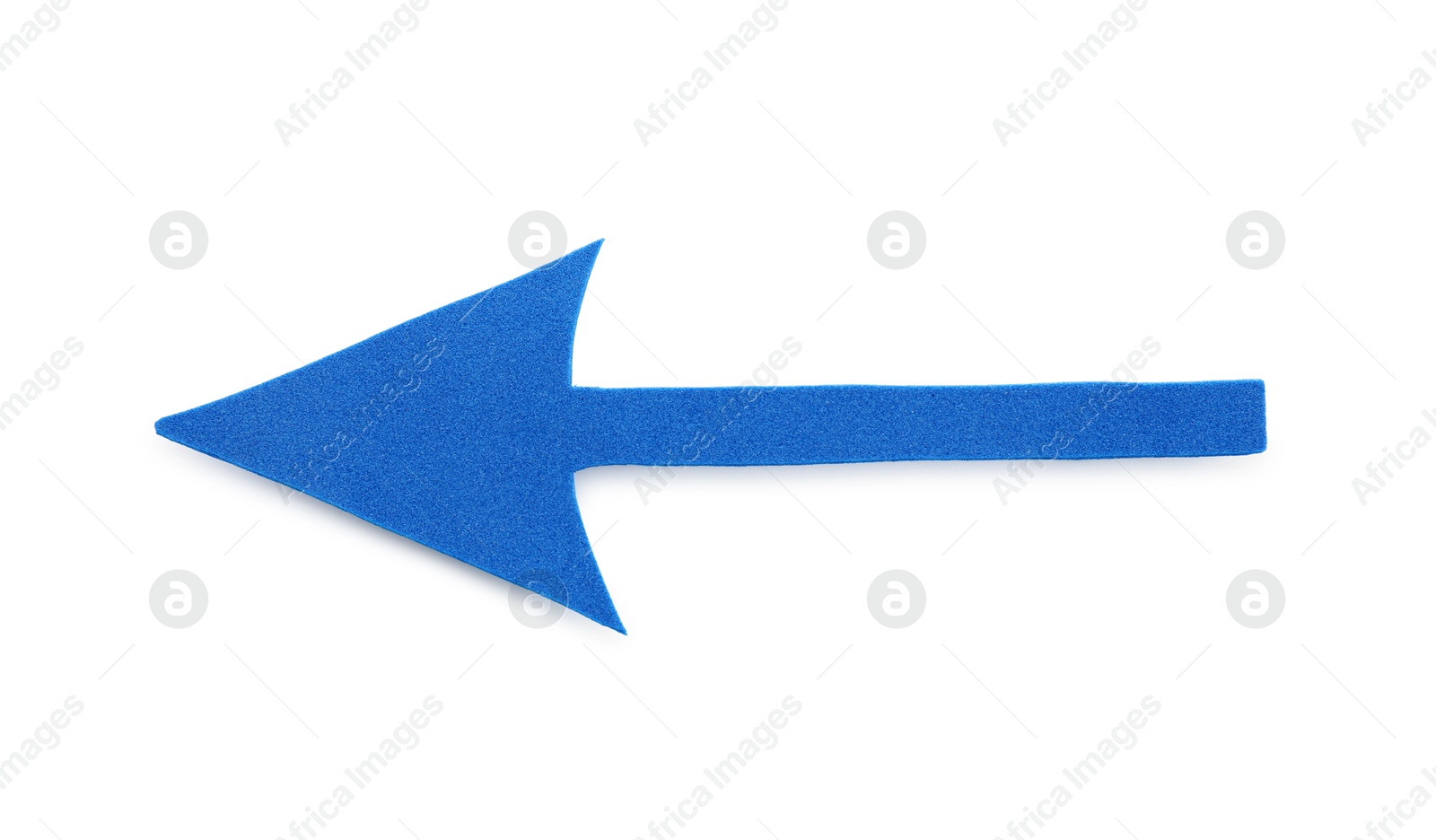 Photo of One blue foam paper arrow isolated on white