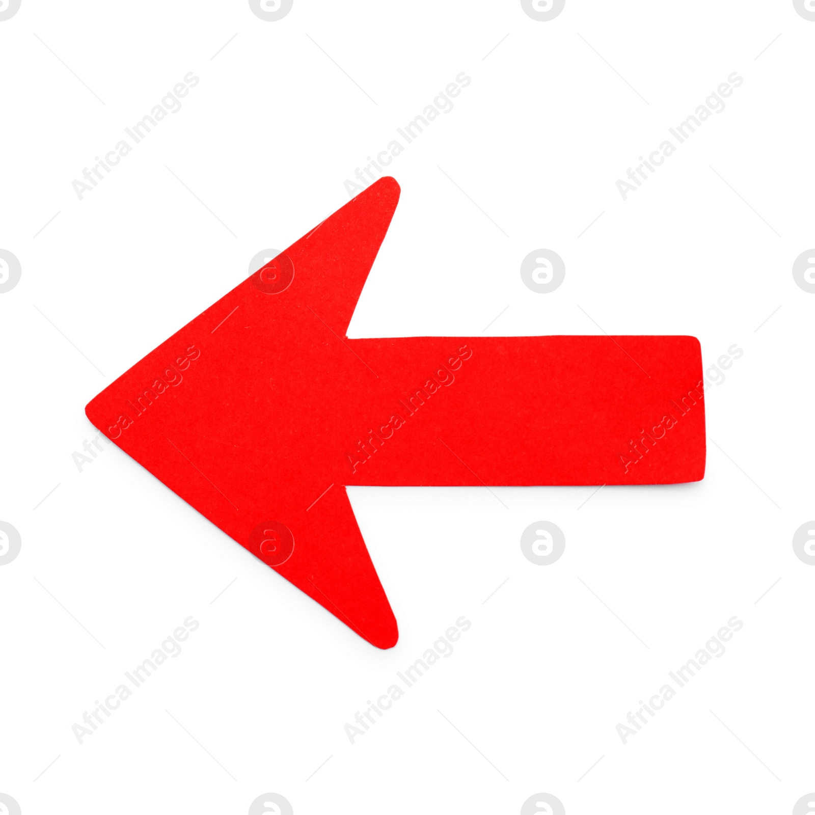 Photo of One red paper arrow isolated on white