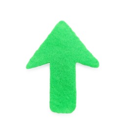 Photo of One green felt arrow isolated on white, top view