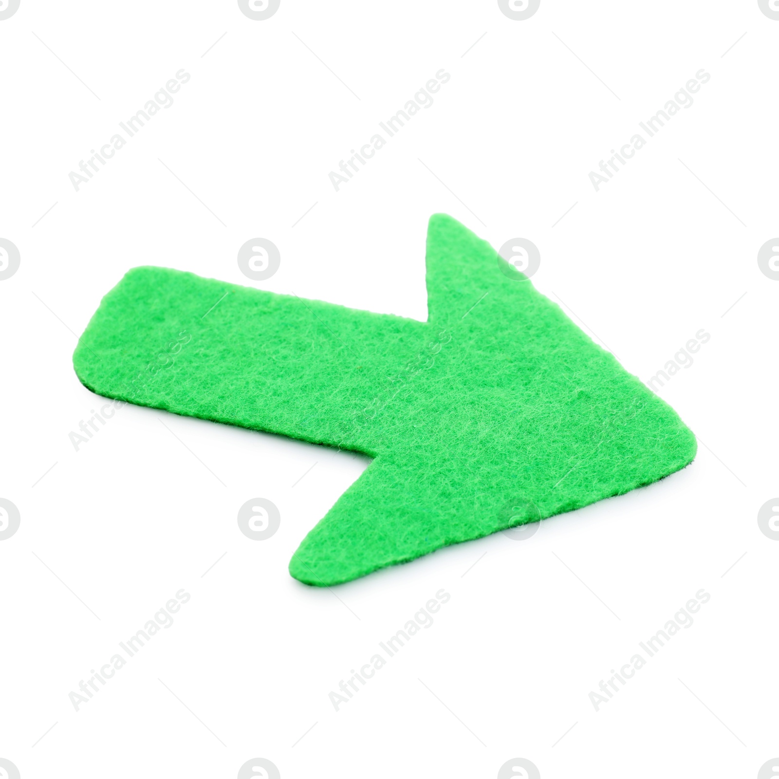 Photo of One green felt arrow isolated on white