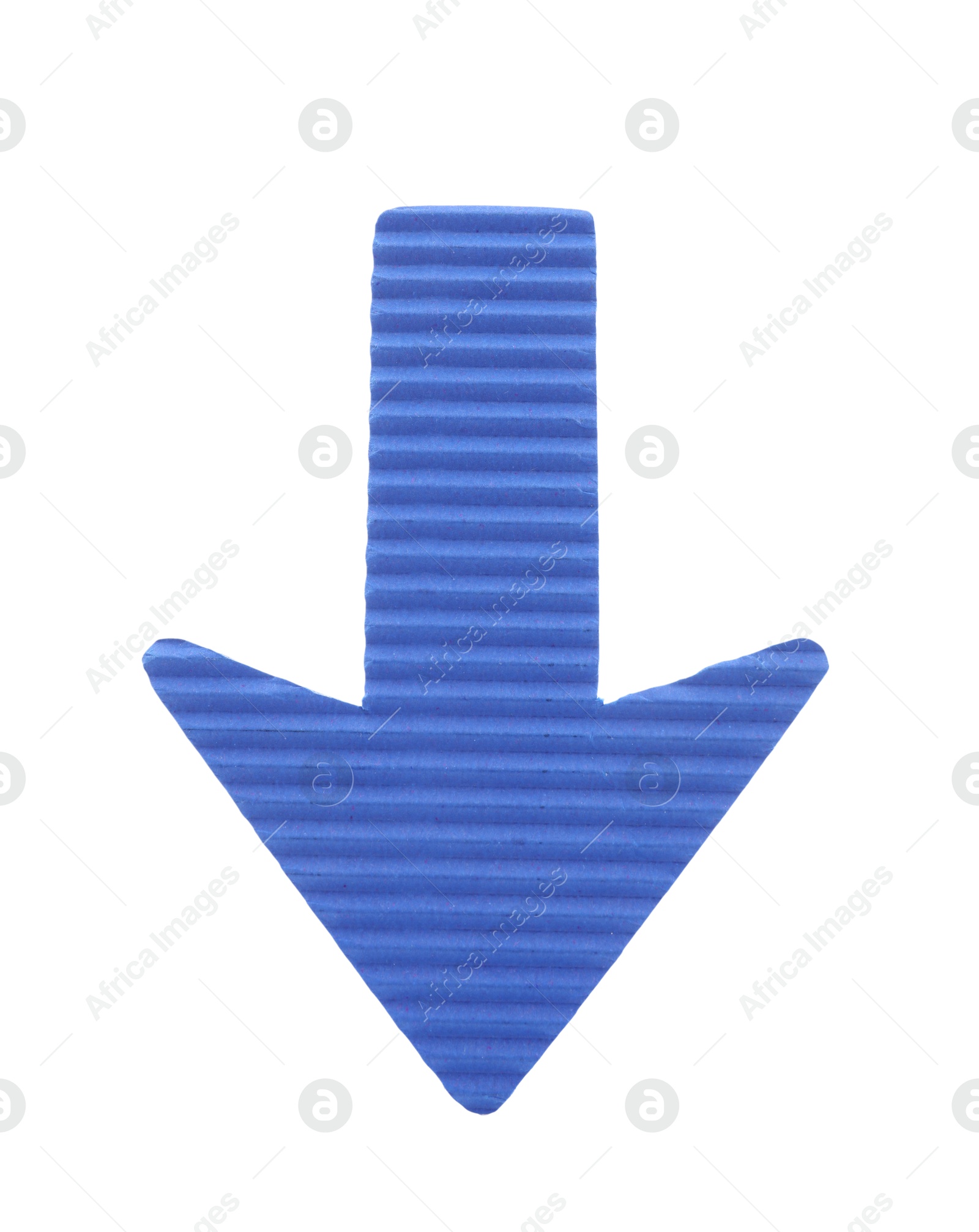 Photo of One blue paper arrow isolated on white