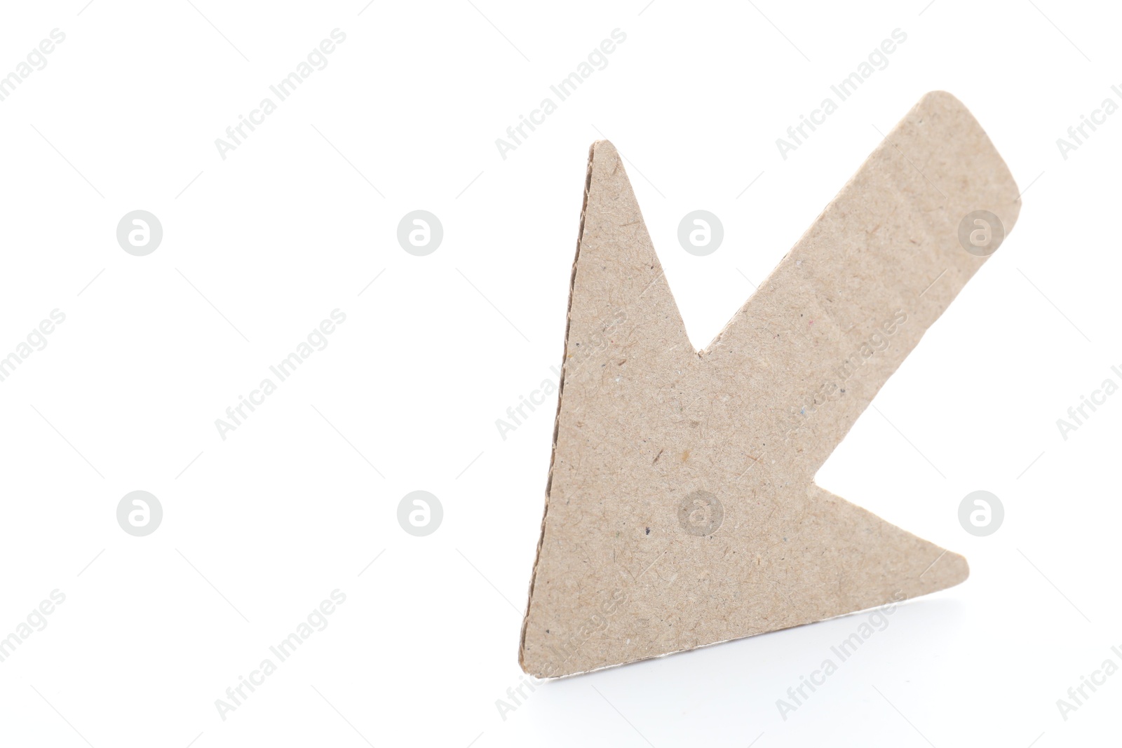 Photo of One kraft paper arrow isolated on white