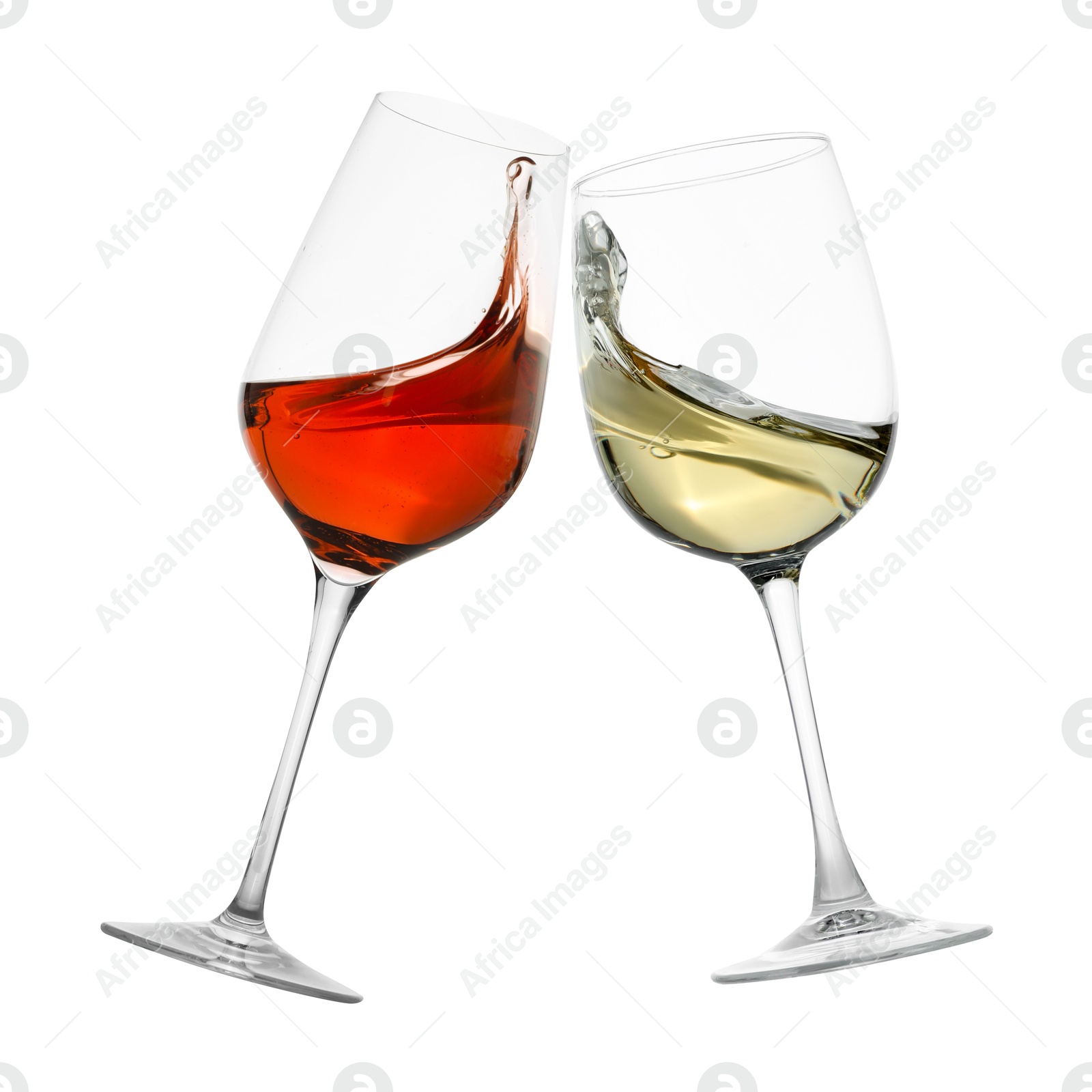 Image of Glasses of splashing wine isolated on white