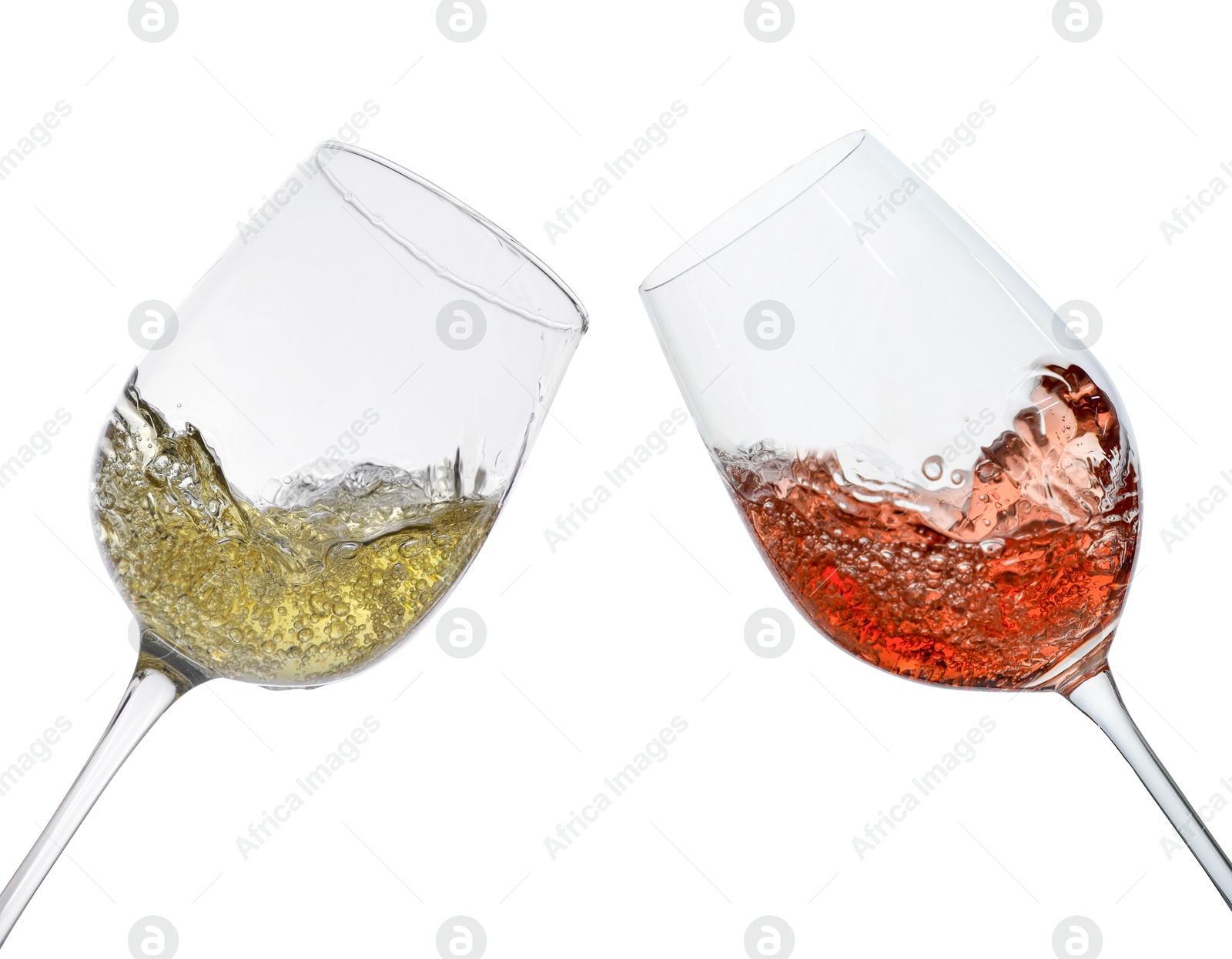 Image of Glasses of splashing wine isolated on white