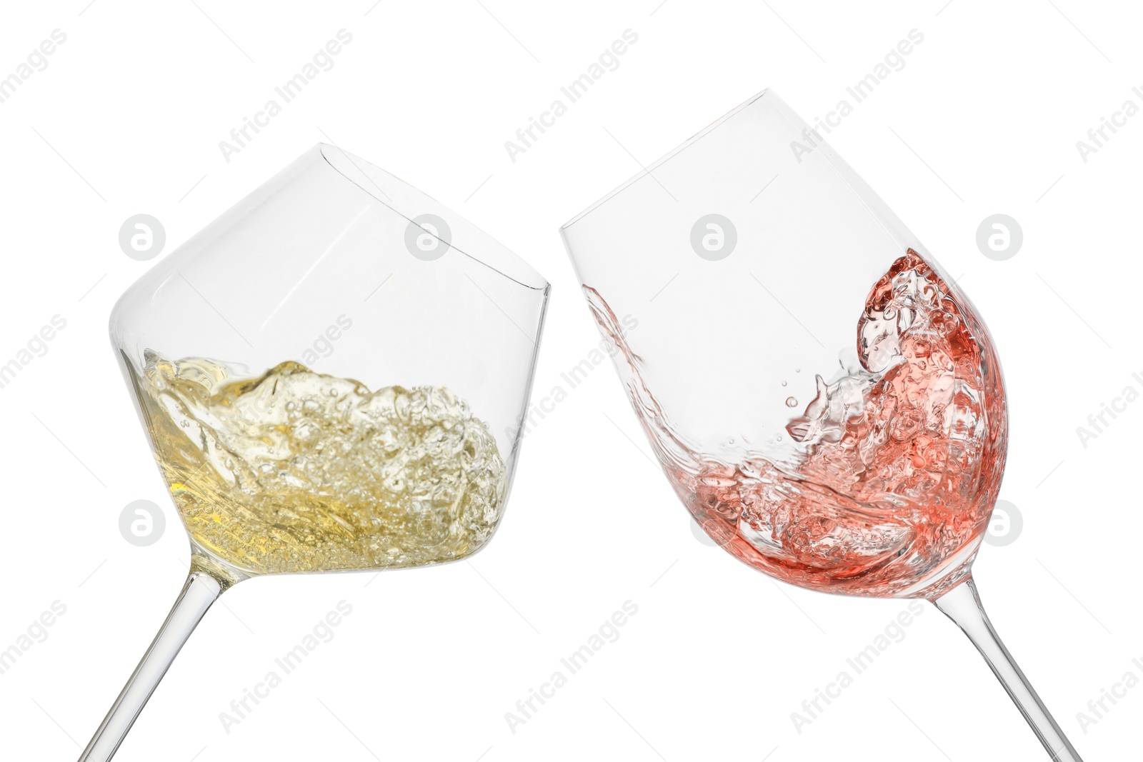 Image of Glasses of splashing wine isolated on white