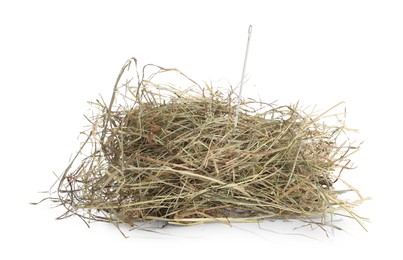 Sewing needle in hay on white background