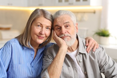 Portrait of cute elderly couple at home