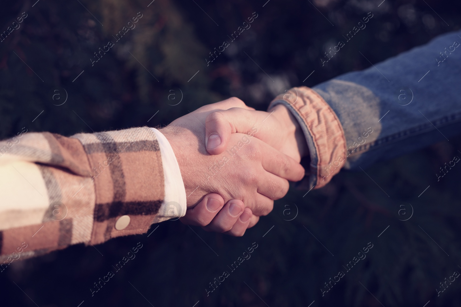 Photo of Help and support. People holding hands outdoors, closeup