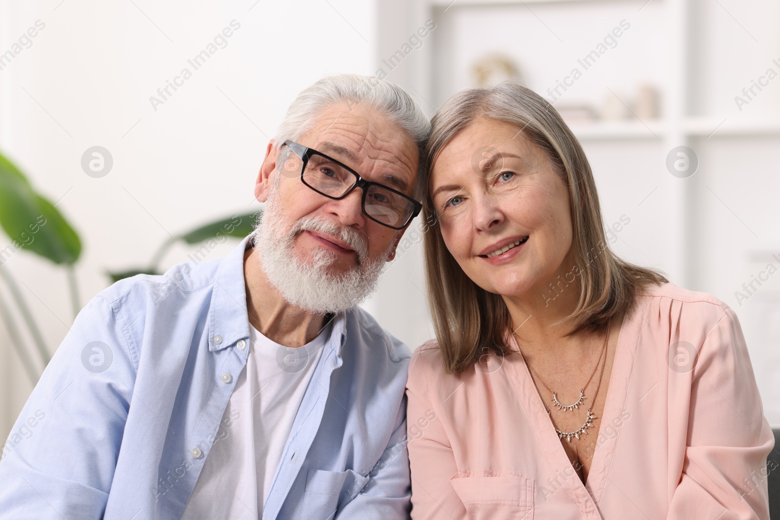 Photo of Portrait of happy elderly couple at home