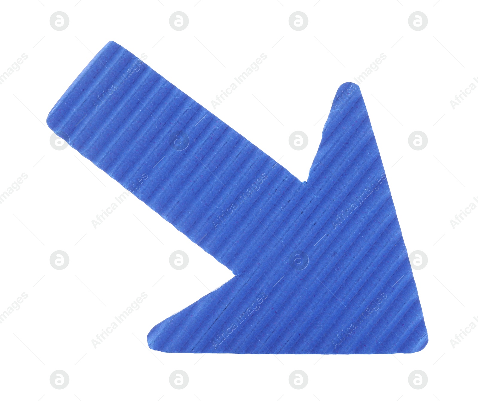 Photo of One blue paper arrow isolated on white