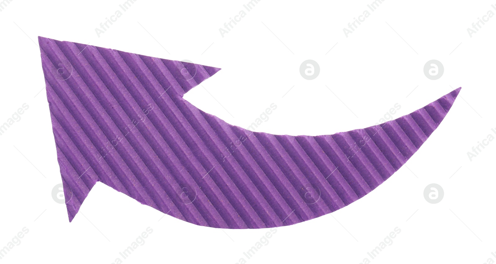 Photo of One purple paper arrow isolated on white