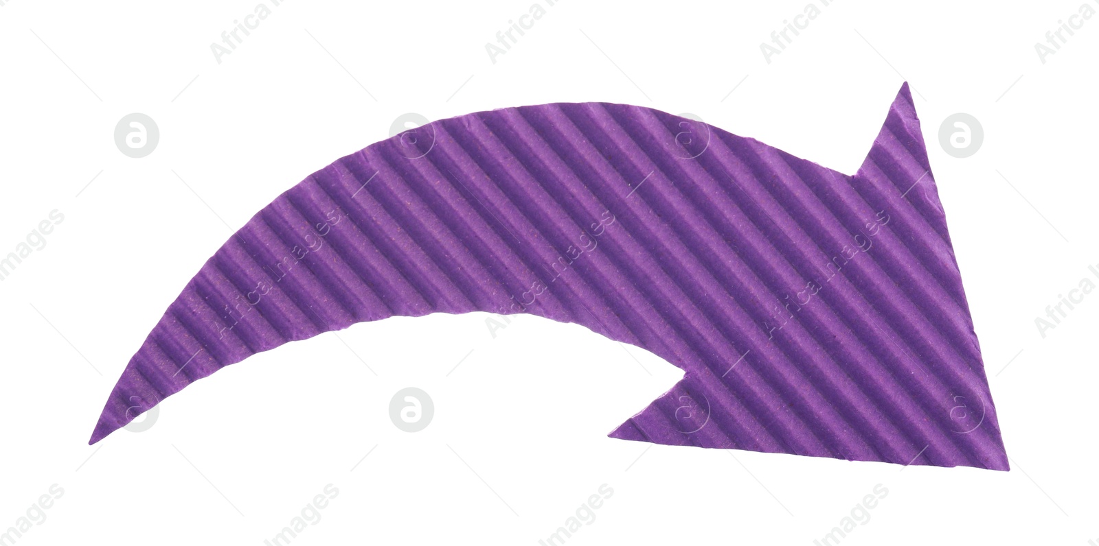 Photo of One purple paper arrow isolated on white