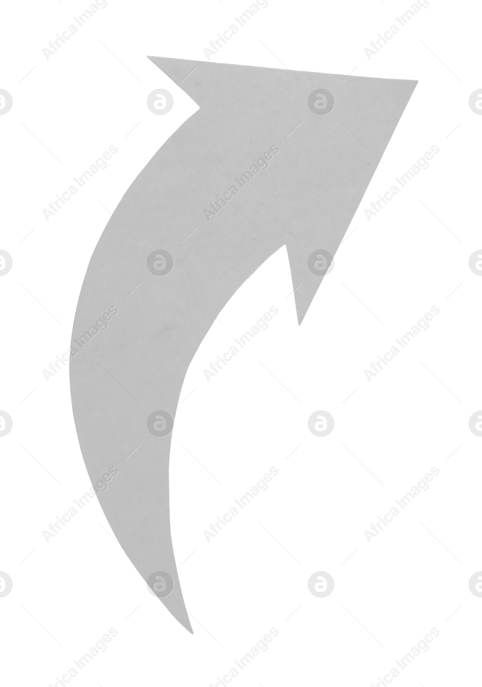 Photo of One cutout paper arrow isolated on white