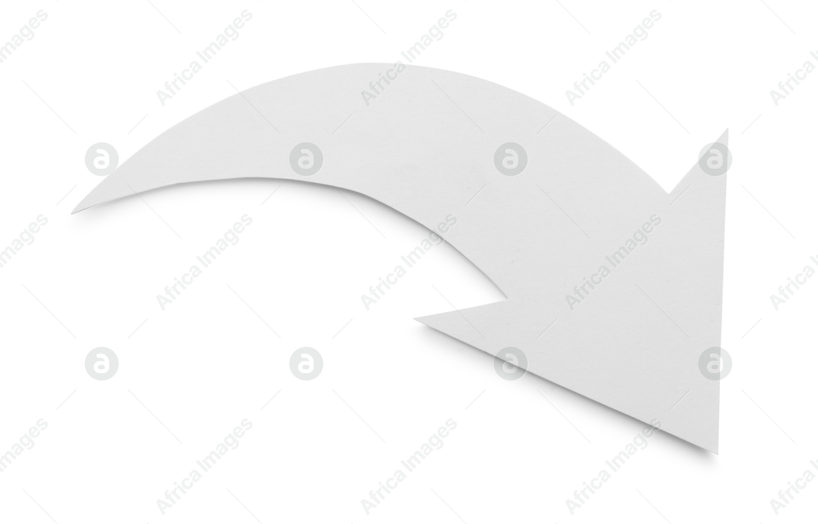 Photo of One paper arrow isolated on white, top view