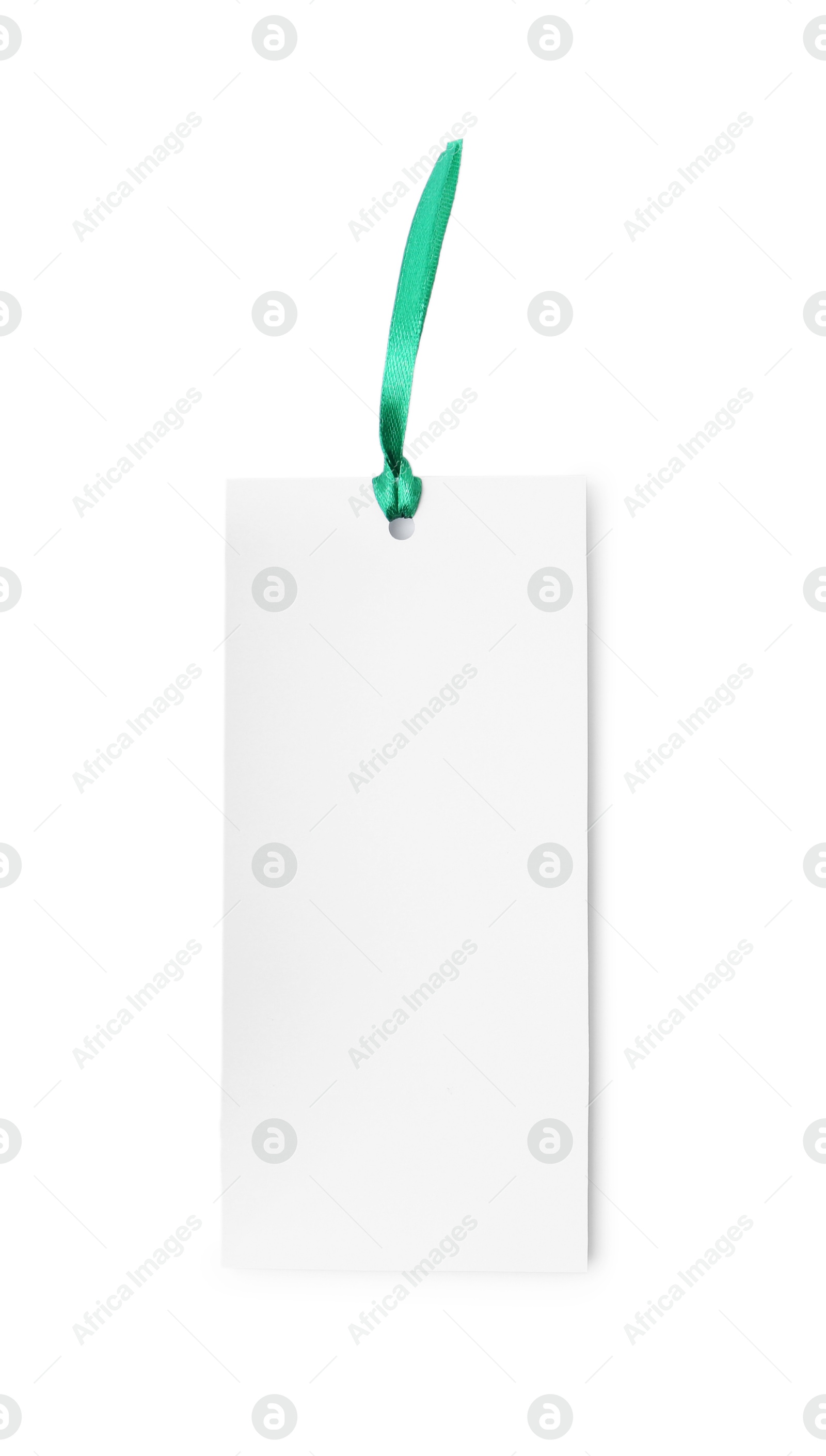 Photo of One paper bookmark isolated on white, top view