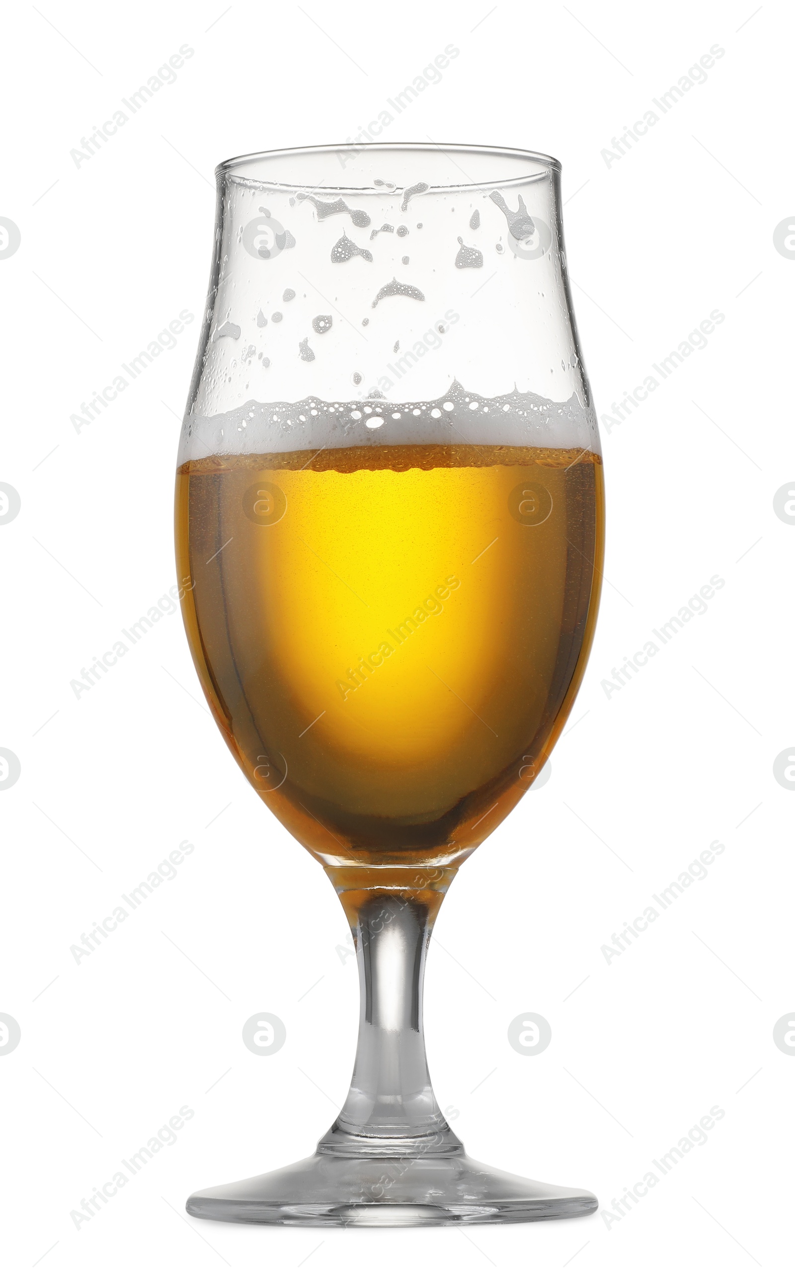 Photo of Glass of fresh beer isolated on white