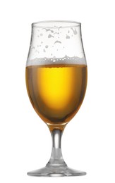 Glass of fresh beer isolated on white