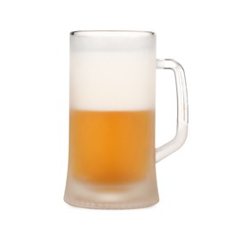 Glass mug of fresh beer isolated on white